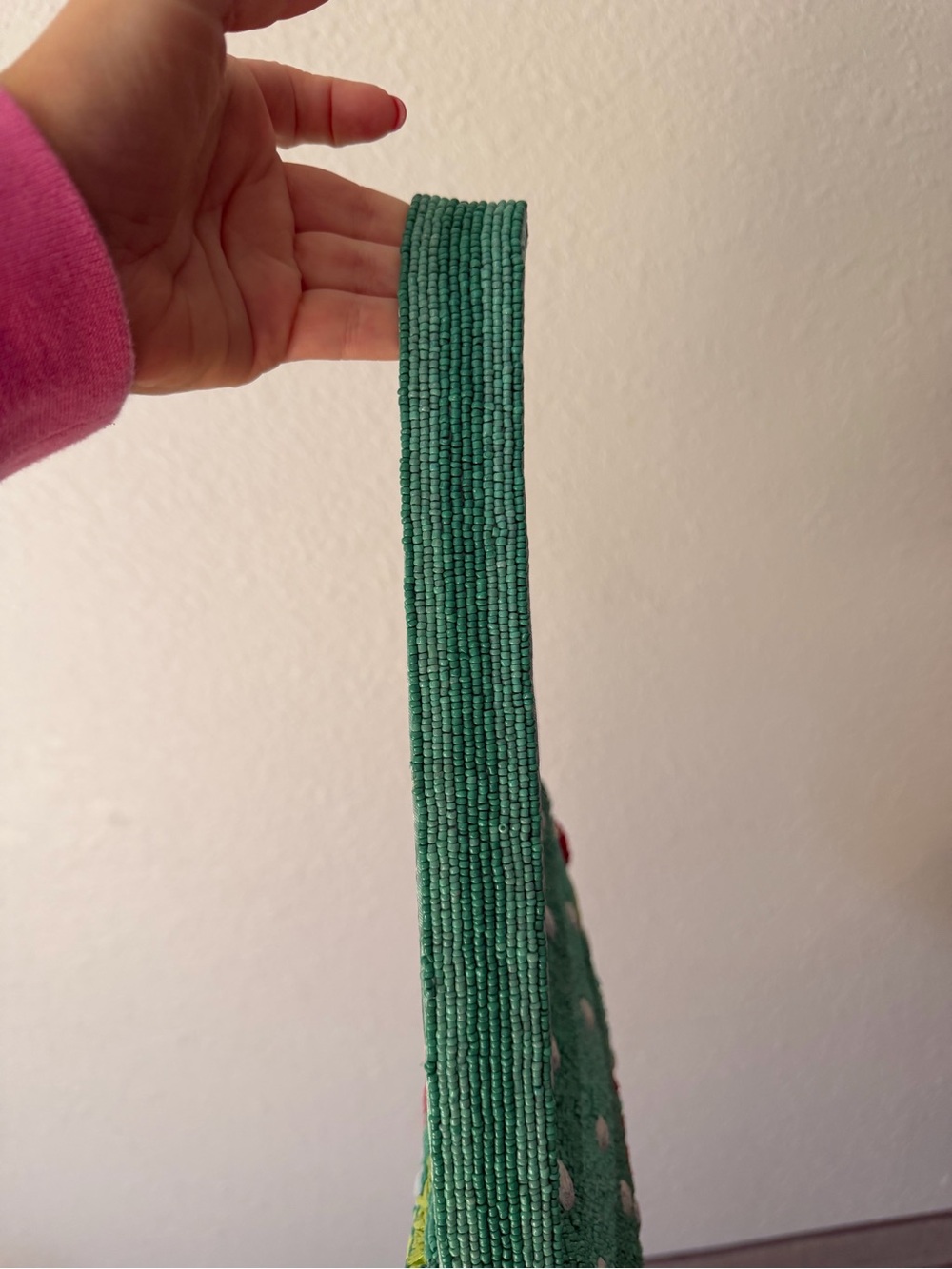 Embellished Beaded Seahorse Shoulder Bag - Teal - Picture 4 of 4
